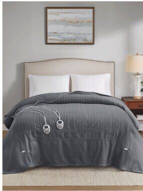 Premier Comfort Classic Fleece Heated Blanket, Twin - Grey